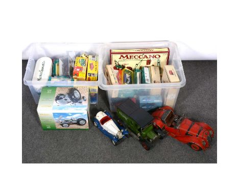Die-cast models, two boxes including Universal Hobbies Massey Ferguson TE20 'The Little Grey' tractor, boxed; Vanguard models