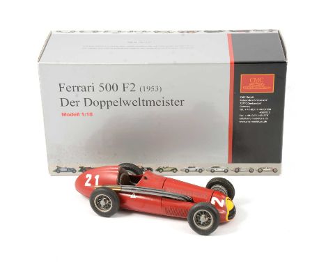 CMC Exclusive Modelle 1:18 scale model, Ferrari 500 F2 (1953), Der Doppelweltmeister (damaged tire), boxed.Condition report:O