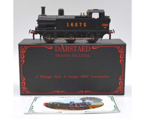 Darstaed O gauge model railway locomotive, LMS 0-6-0T, no.16575, black body, 3-rail, boxed with booklet.