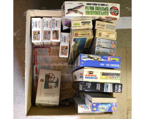 Plastic model kits, nine-teen mostly Airfix including Paddle Steamer engine (x3); 1804 steam locomotive; 19th century Beam en