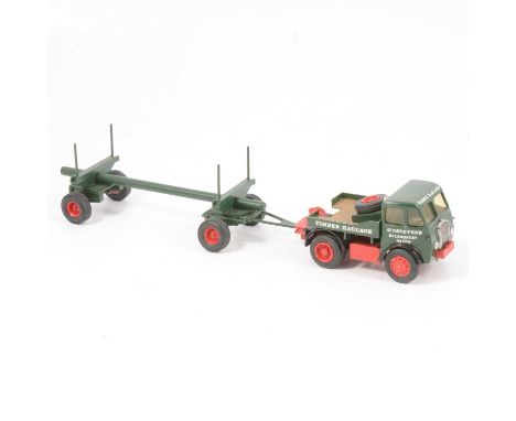 A kit-built white metal model of a Foden timber truck and trailer, W.P.Stevens Timer Haulage Holsworthy Devon, length 28cm. 