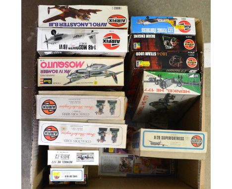 Plastic model kits, thirteen including Airfix Beam engine; 1802 steam loco; Four-stroke engine (x2); Avro Lancaster BIII; Rev