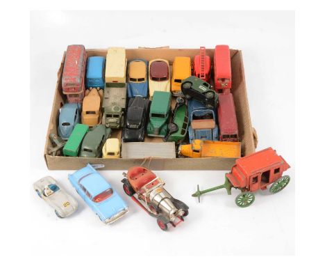 One tray of loose die-cast models, including Tri-ang Spot-on Vauxhall Cresta; Dinky Toys Aston Martin racing car, Bedford van