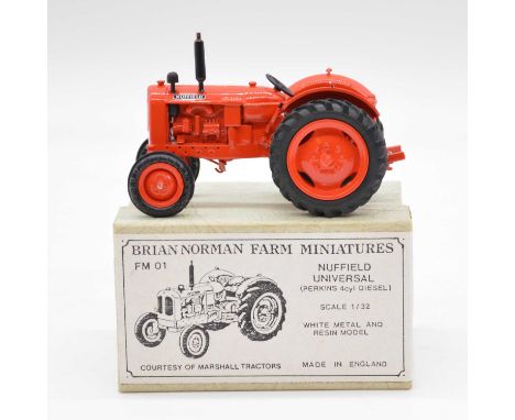 Brian Norman Farm Miniatures model Nuffield Universal tractor (Perkins 4cyl diesel), 1:32 scale, ref FM01, boxed.