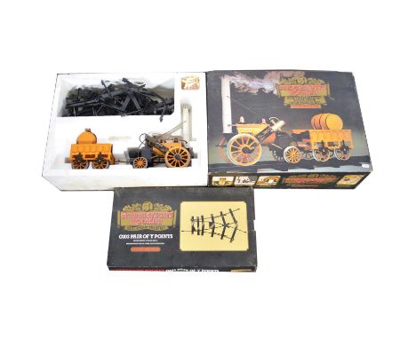 Hornby 3.5" gauge live steam Stevenson's Rocket locomotive set, boxed; and a G103 pair of Y points.Condition report:The locom