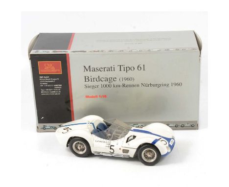 CMC Exclusive Modelle 1:18 scale model, Maserati Tipo 61, Birdcage (1960), boxed.Condition report:The model is dusty all over