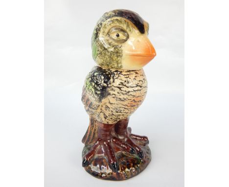 Ceramic tobacco jar, modelled in the form of a Martin Bros. grotesque bird, 21cm h