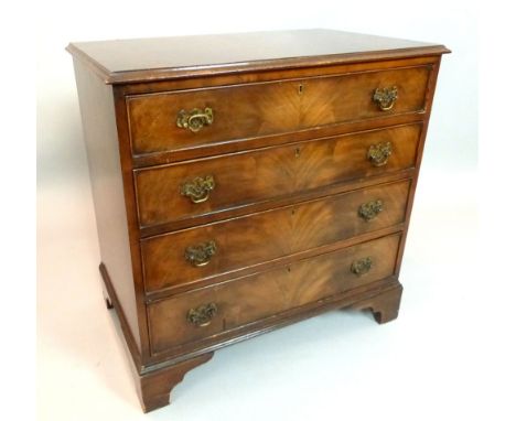Mahogany dressing chest of Georgian style, four long cockbeaded graduated drawers, bracket feet, c. 1920, 77cm w
