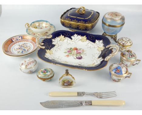 Pair of 2nd quarter 19th century Spode saucers, together with a Davenport rectangular serving plate and a quantity of sundry 