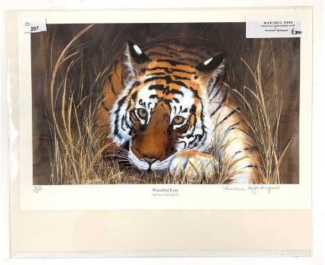 M Nightingale: 'Watchful Eyes', limited edition lithograph in colours, numbered 3/500 in pencil, artist stamped, 33x48cm, unf