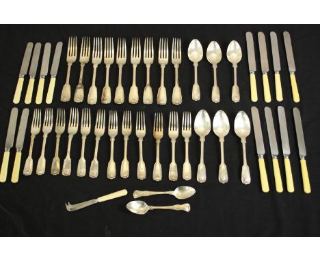 A collection of approximately forty four pieces of silver plate cutlery, various makers. 