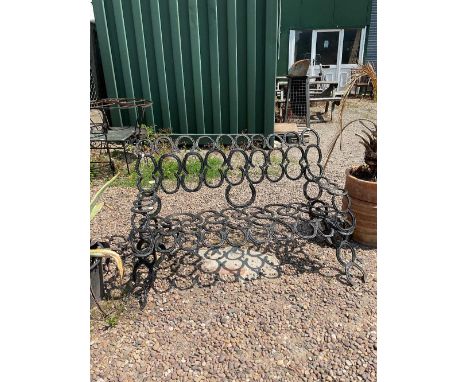 Craftsman made horseshoe garden bench, L77cm D44cm 