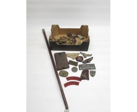 Simon Gregson Collection - R.A.F. swagger stick, Lee Enfield cleaning kit (a/f), collection of Regiment buttons and patches e