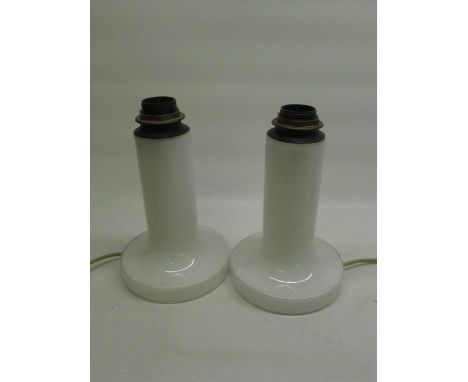 Pair 1970s Holmegaard Parasol lamp bases designed by Michael Bang, missing original domed covers, H23cm 
