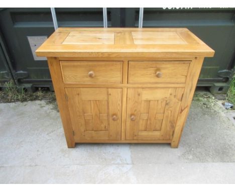 Halo Furniture oak sideboard, two drawers above two four panel doors, W100cm D50cm H85cm 