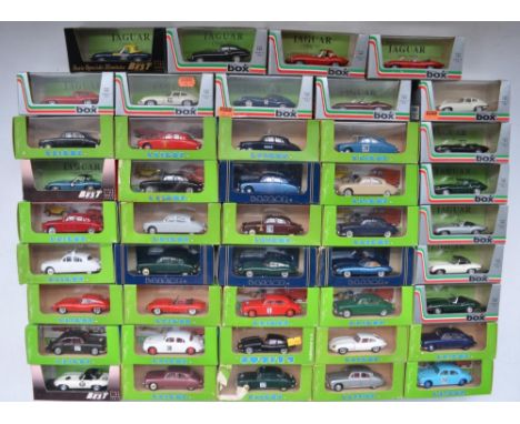 Forty four 1/43 scale diecast Jaguar models from Elicor, Best Model and Model Box, contents at least excellent, mostly mint, 
