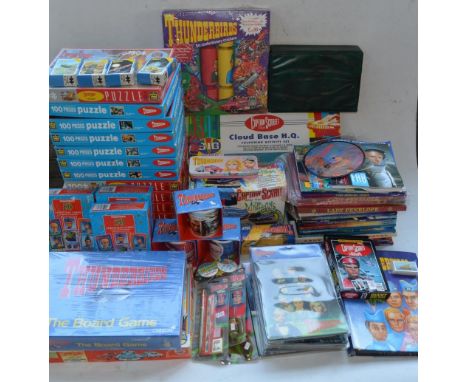 Extensive collection of Thunderbirds and Captain Scarlett books, puzzles, annuals (modern and vintage), Christmas cards, boar
