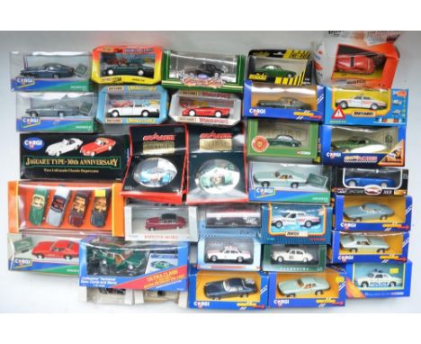 Collection of diecast model cars, mostly Jaguar related, various manufacturers and scales incl. Corgi, New-Ray, Majorette, So