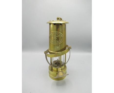 Brass Cambrian no. 13360 miners lamp, H approx. 33cm 