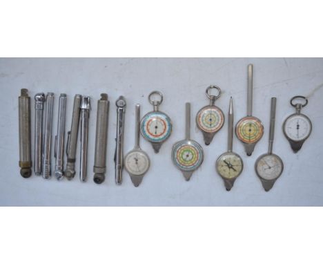 Eight tyre pressure gauges from Schrader, Boots, PCL, A.Walters and Dunlop to include 2  Schrader truck tyre pressure gauges,