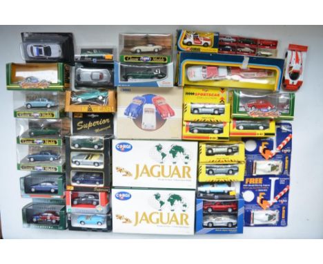 Collection of diecast Jaguar models, various scales and manufacturers incl. Corgi, Cararama, Maisto, Magicar, NewRay and Esso