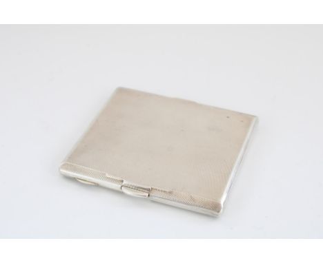 Geo. V hallmarked silver cigarette case, with engine turned decoration, hinged opening to gilt interior with blank cartouche,