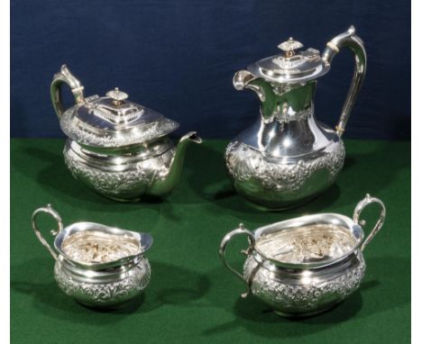 A silver plated four piece tea service