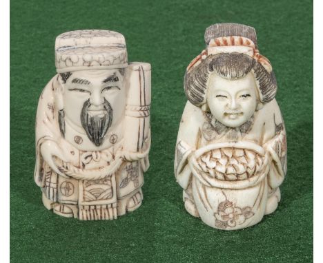 A male and female Chinese figure netsuke
