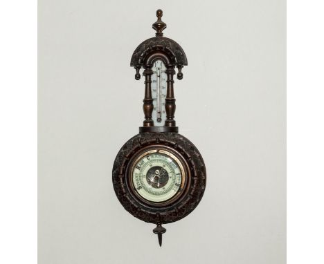 A small thermometer and barometer, inscription to reverse 'Won at Hawick Common Riding on Horse called Ruberslaw 1904'