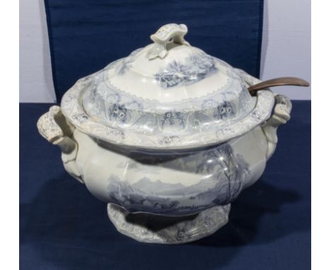 A large Victorian tureen with silver plated ladle.