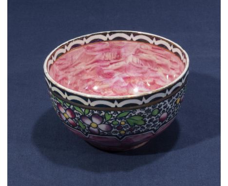 A pink lustre New Hall Boumier ware Bowl