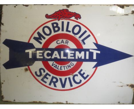 Enamel sign 'Mobil Oil Car Valeting Service', 76 cm x 102 cm