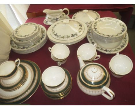 Royal Doulton Burgundy pattern part dinner service & Royal Worcester Regency pattern tea service for 6 settings