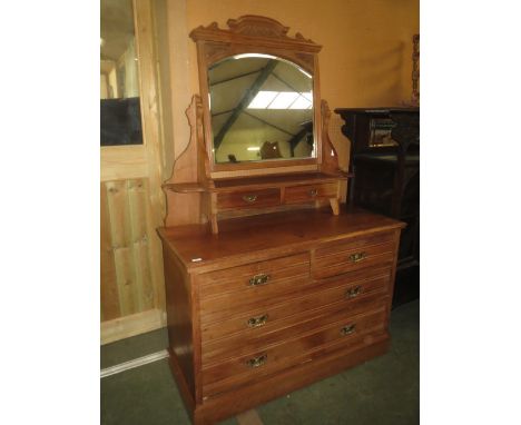 Edwardian walnut mirror back dressing chest bearing retailers label, "Arthur Newbery", 122cmW; and a travelling trunk (2)