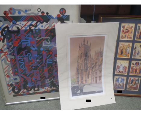 After M Ravett LE lithograph 'Switch box structure' signed in pencil, titled and No 1/3 on border, 60x47cm F&G, a black and w