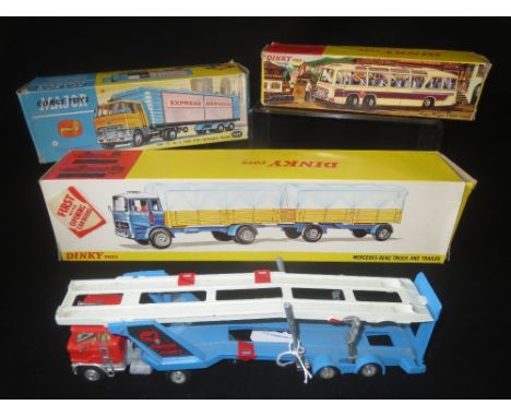 Boxed Corgi Major Ford Tilt cab H series with detachable trailer 1137; Boxed Dinky Mercedes-Benz Truck and trailer "first wit