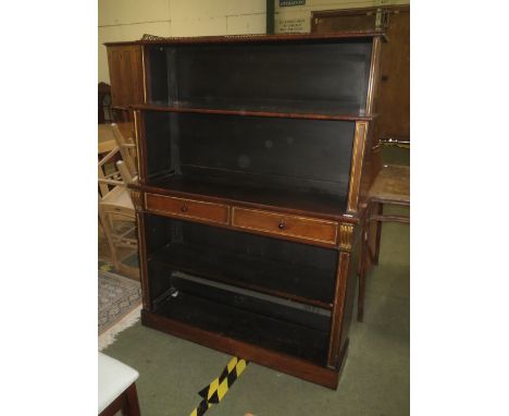 Regency rosewood open bookcase with galleried top over shelves and two frieze drawers on plinth base, 112cmWx155cmH