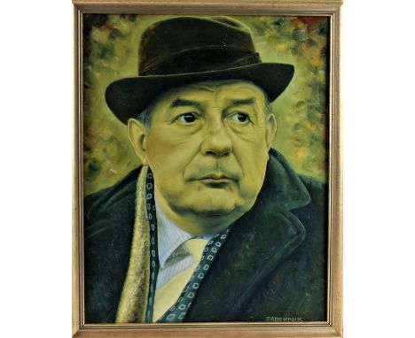 Zabernick, portrait of a gentleman wearing a hat, signed oil on board, housed in a gilt frame, the oil 36cm x 45cm
