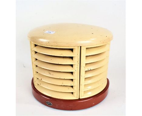 HMV Art Deco heater, of part rounded vented form, centred with a light bulb - sold as collectors item, 33cm wide