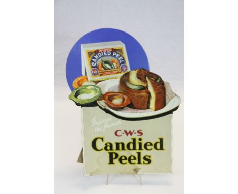 Vintage Advertising Shop Display Promotional Board ' C.W.S Candied Peels, Improve the flavour ', 36cms x 27cms, circa 1920's