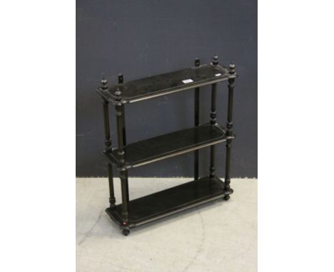 Victorian Ebonised Hanging What-not Shelf, 56cms wide x 66cms high