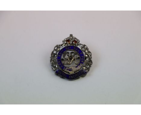 A Royal Engineers Sweetheart Brooch Constructed From White Metal With Enamel.