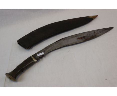 A Vintage Horn Handled Kukri With Original Scabbard.