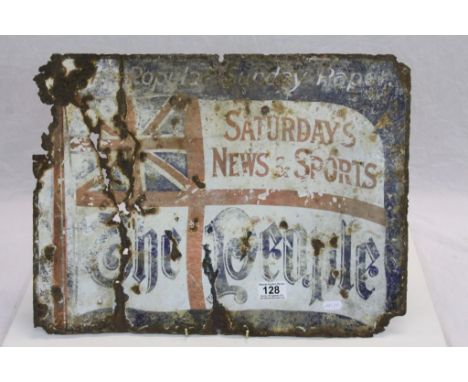 Vintage enamel sign Saturday News and Sports The People 