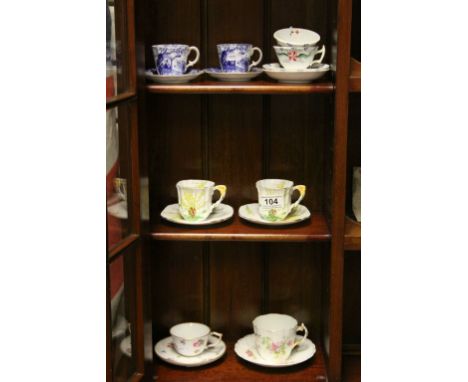 Eight Cabinet cups &amp; saucers to include three pairs, various makes including Royal Crown Derby