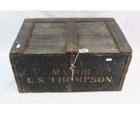 A Vintage World War One / WW1 Era Military Storage Trunk Named To Major G.S. Thompson.