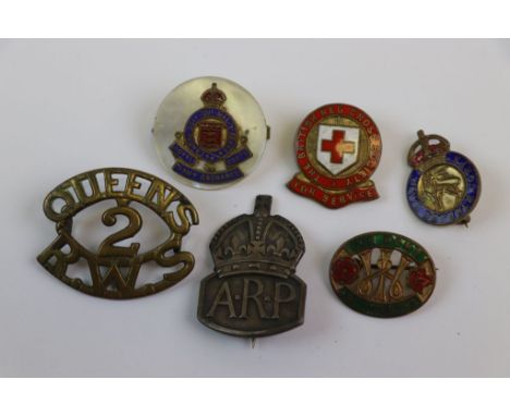 A Small Collection Of Military Related Badges To Include A Royal Army Ordnance Corps Sweetheart Brooch And A Fully Hallmarked