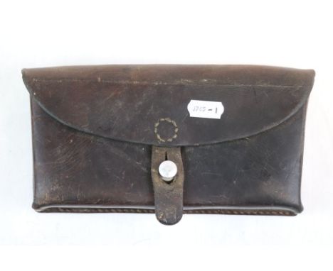 A Vintage Swiss Army Brown Leather Ammunition Pouch.
