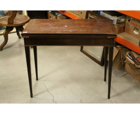 Early 19th century Fold-over Card Table with Green Baize Playing Surface and raised on square tapering supports