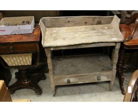 Victorian Pine Washstand with Pot Shelf and Drawer Below, 83cms wide x 83cms high